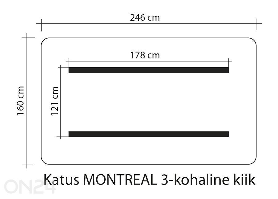 Kiigekatus Montreal 3 160x246 cm suurendatud mõõdud