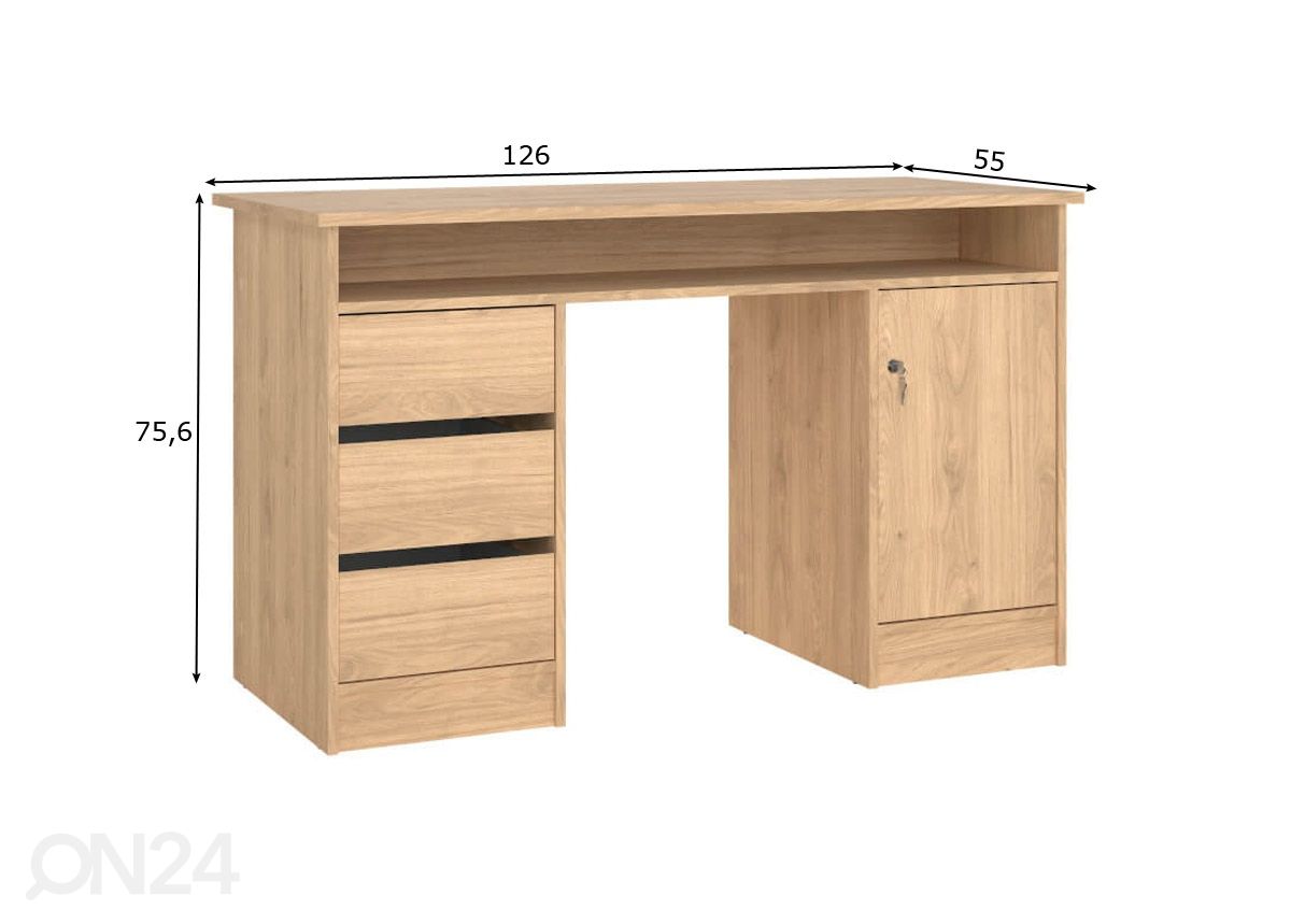 Kirjutuslaud Function 126 cm suurendatud mõõdud