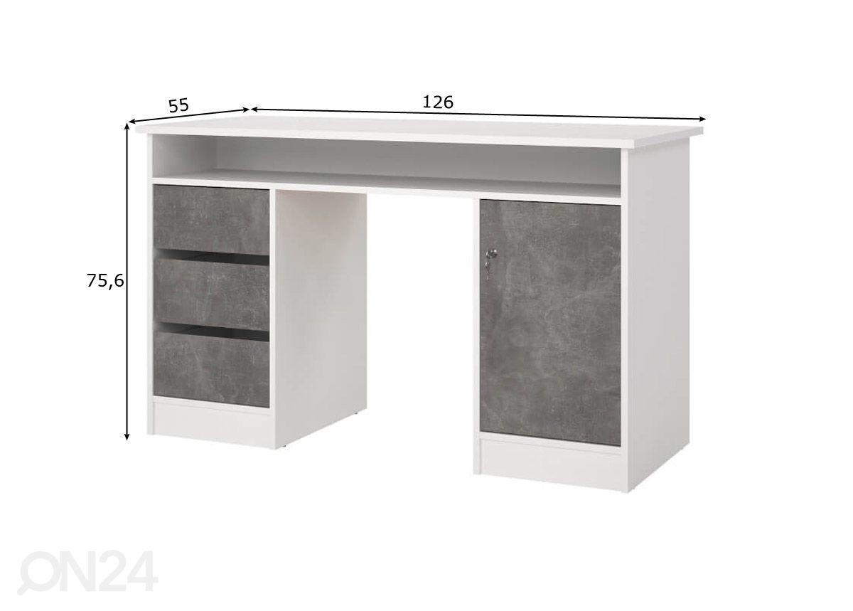 Kirjutuslaud Function 126 cm suurendatud mõõdud