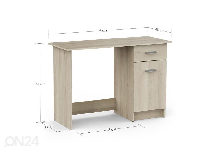 Kirjutuslaud Gaston 45x108 cm suurendatud mõõdud