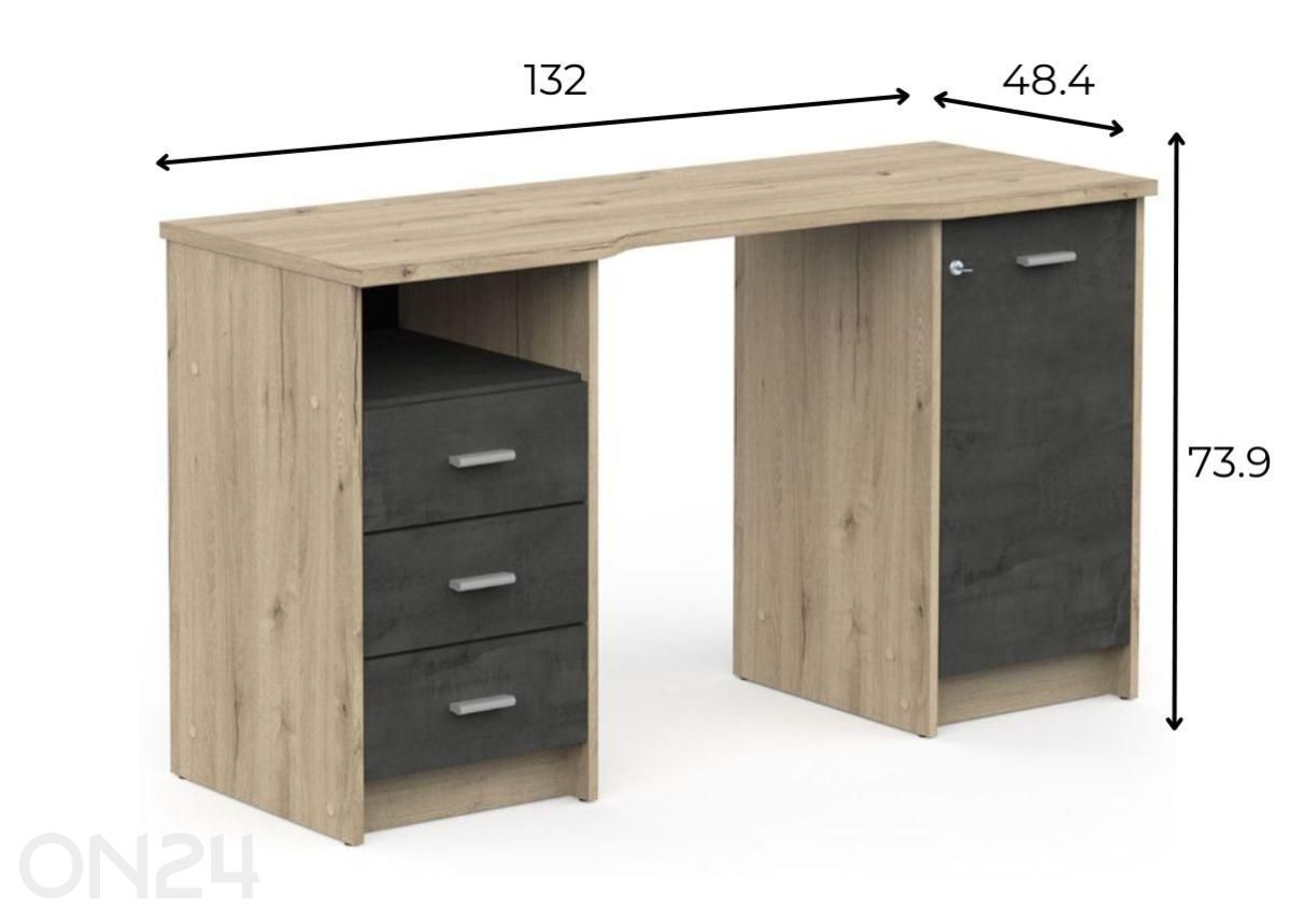 Kirjutuslaud Mao 48x132 cm suurendatud mõõdud