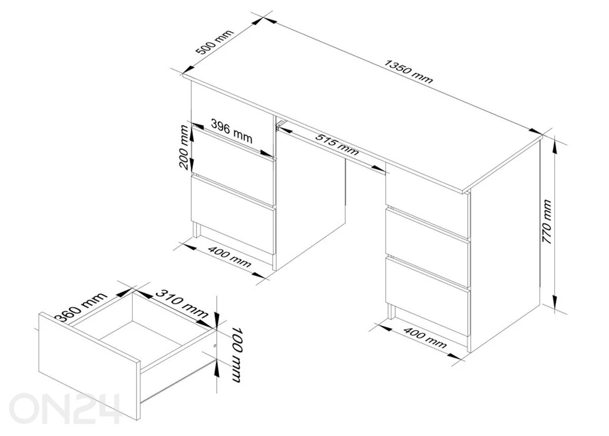 Kirjutuslaud Pompei suurendatud mõõdud