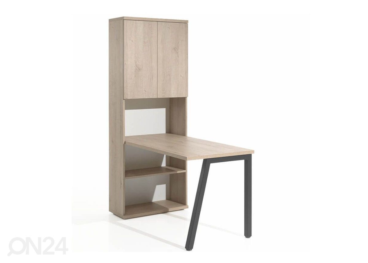 Kirjutuslaud + riiul Home 2, tamm/must suurendatud