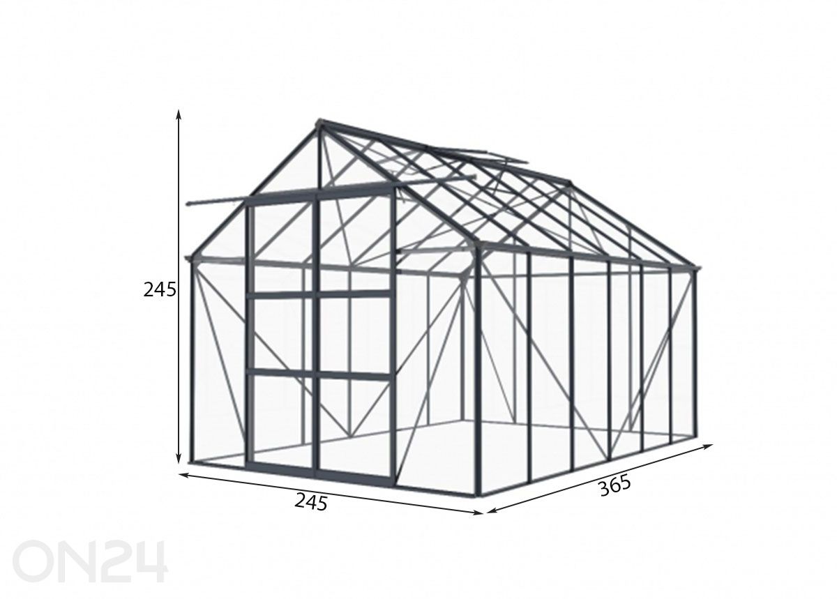 Klaaskasvuhoone Elegant 8,94 m², hall suurendatud mõõdud
