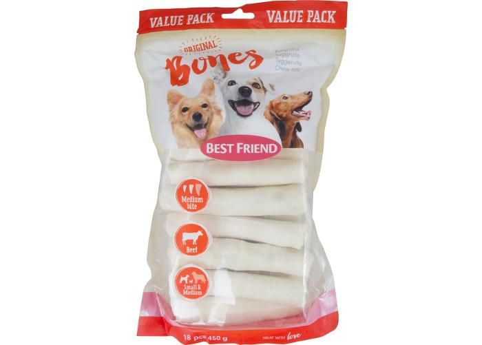 Koera maius bones närimisrull valge S/M 450 g n18 suurendatud