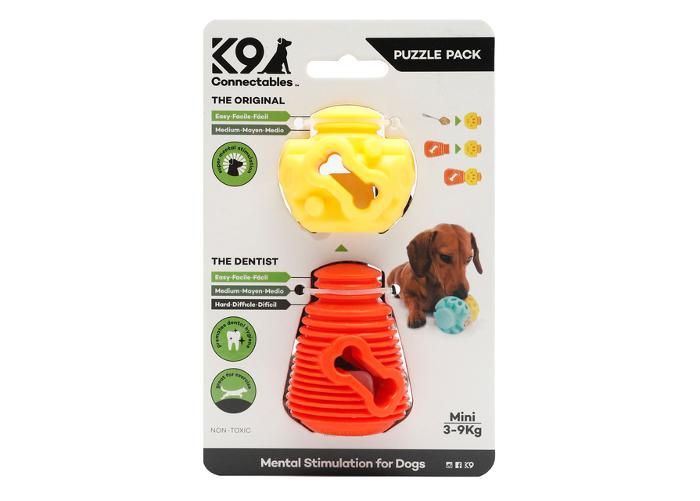 Koera mänguasi puzzle pakk mini oranž/kollane suurendatud