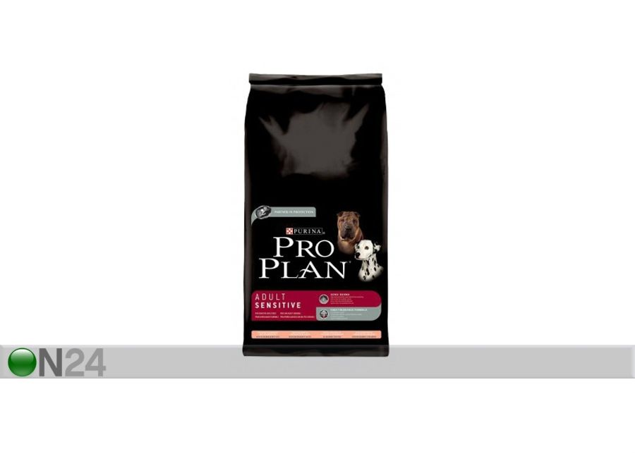 Koerasööt Pro Plan Adult Sensitive Dog lõhe & riisiga 14kg suurendatud