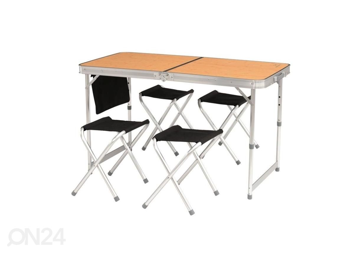 Kokkupandav kohverlaud 4 tooliga Easy Camp Belfort suurendatud