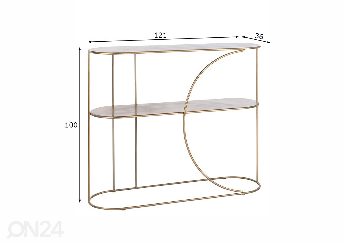 Konsoollaud Curve 121 cm suurendatud mõõdud