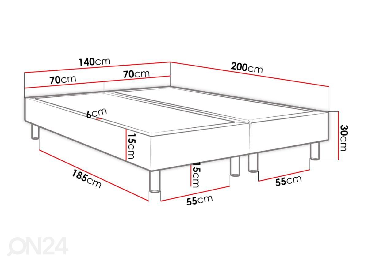 Kontinentaalvoodi 140x200 cm suurendatud mõõdud
