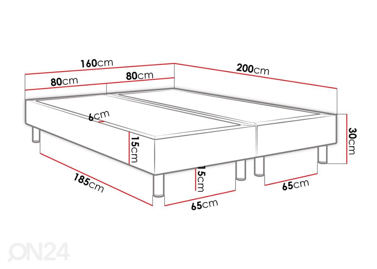 Kontinentaalvoodi 160x200 cm suurendatud mõõdud