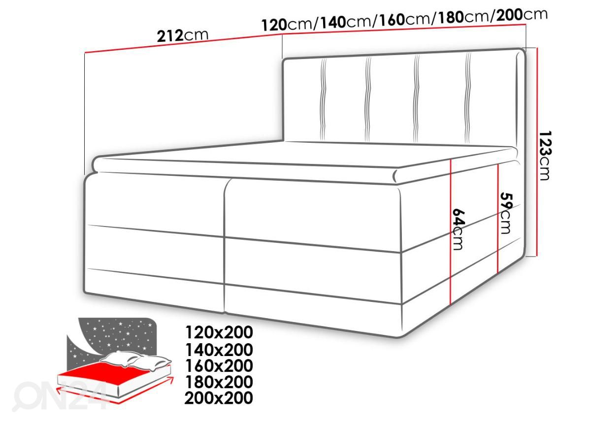 Kontinentaalvoodi 180x200 cm suurendatud mõõdud