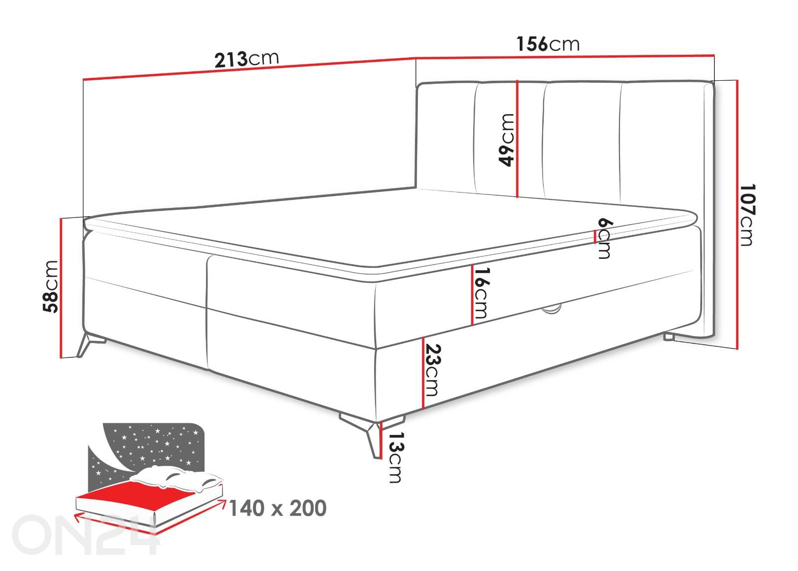 Kontinentaalvoodi Eco 140x200 cm suurendatud mõõdud