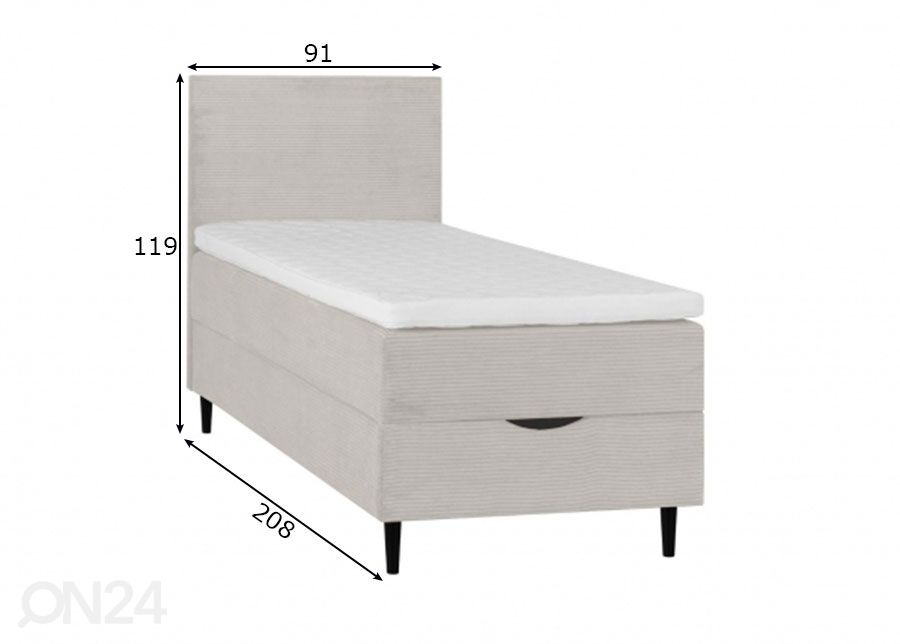 Kontinentaalvoodi Laara 90x200 cm suurendatud mõõdud