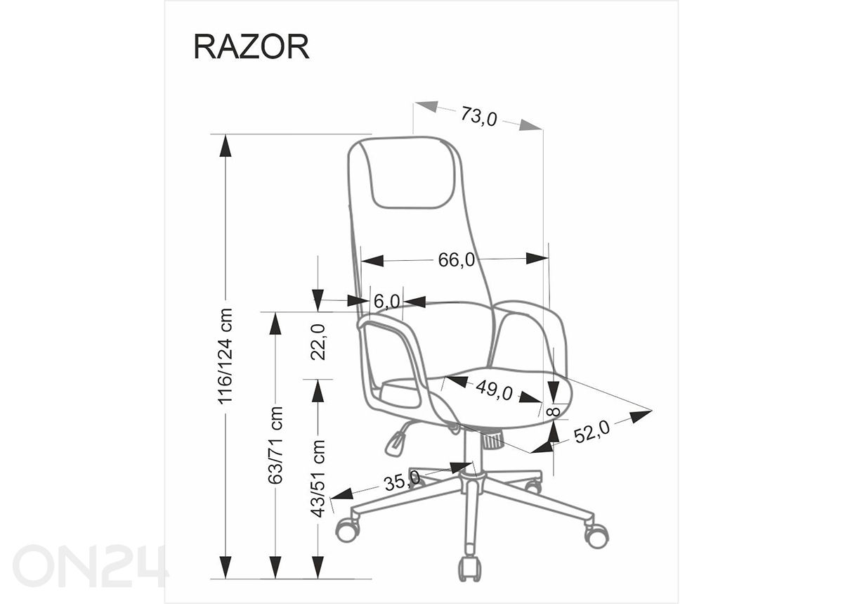 Kontoritool Razor suurendatud mõõdud