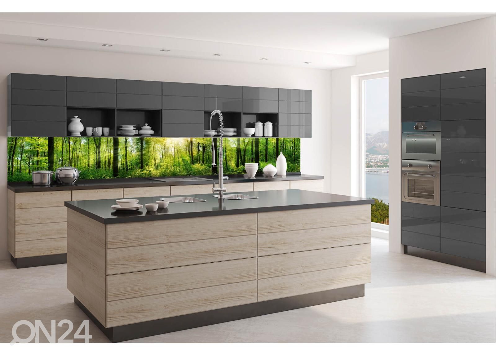 Köögi tagasein Fresh green trees 260x60 cm suurendatud