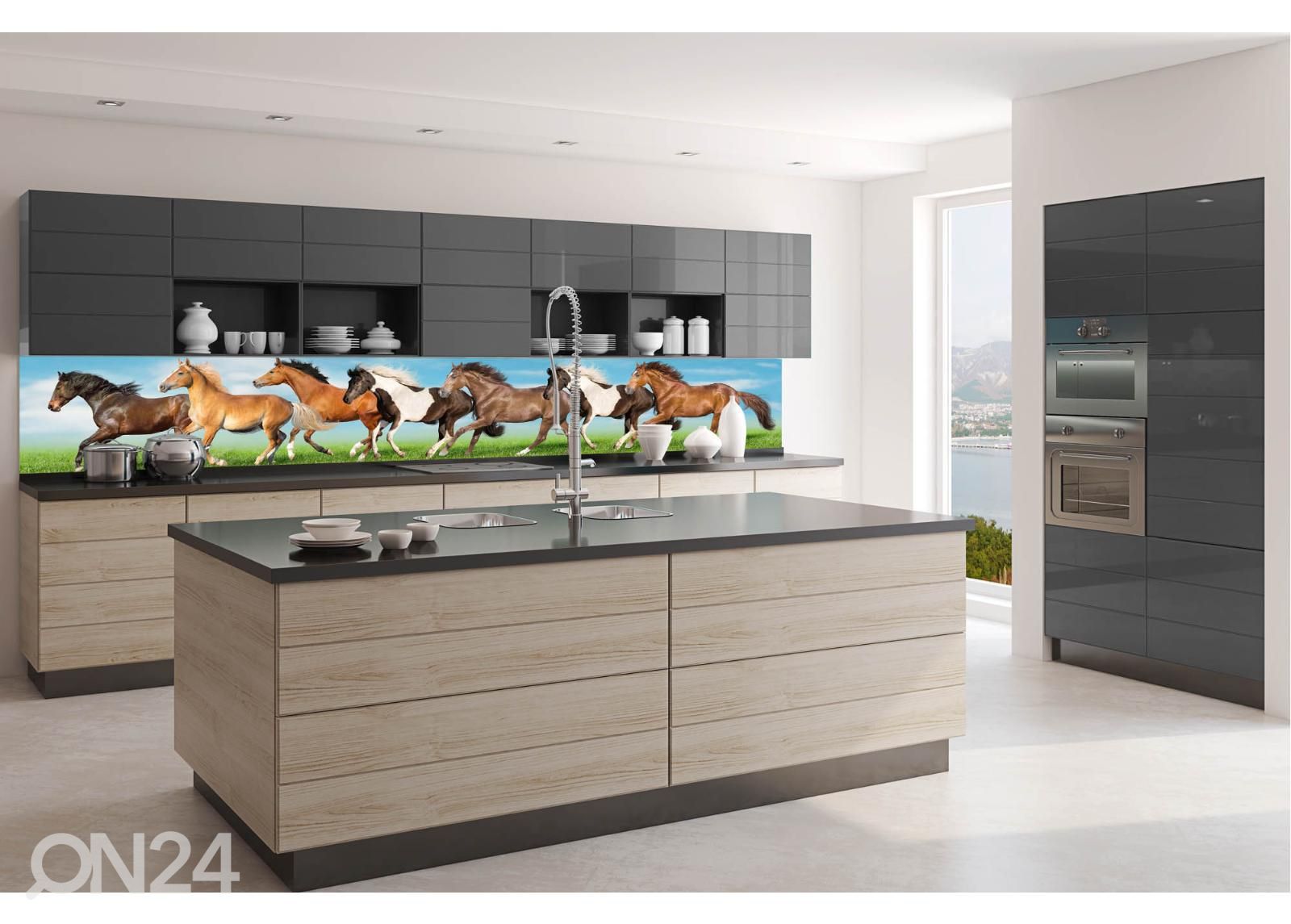 Köögi tagasein Horses 180x60 cm suurendatud
