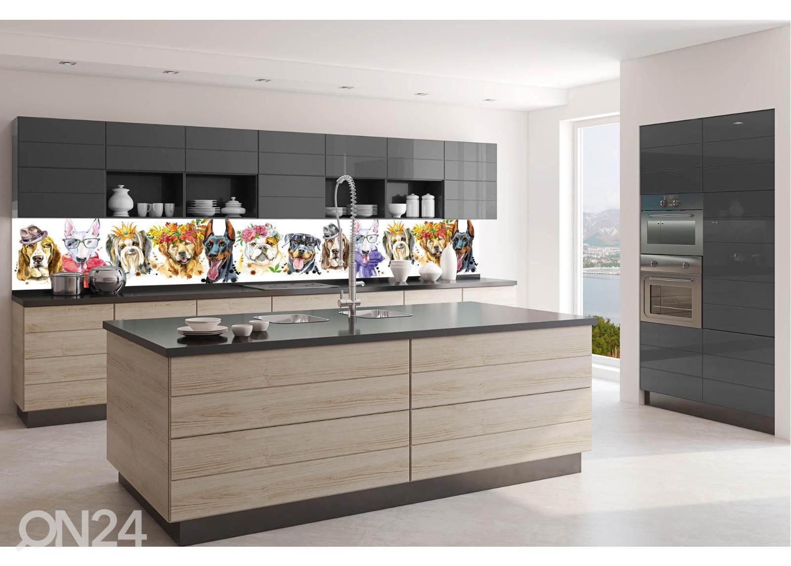 Köögi tagasein Portraits of dogs 180x60 cm suurendatud