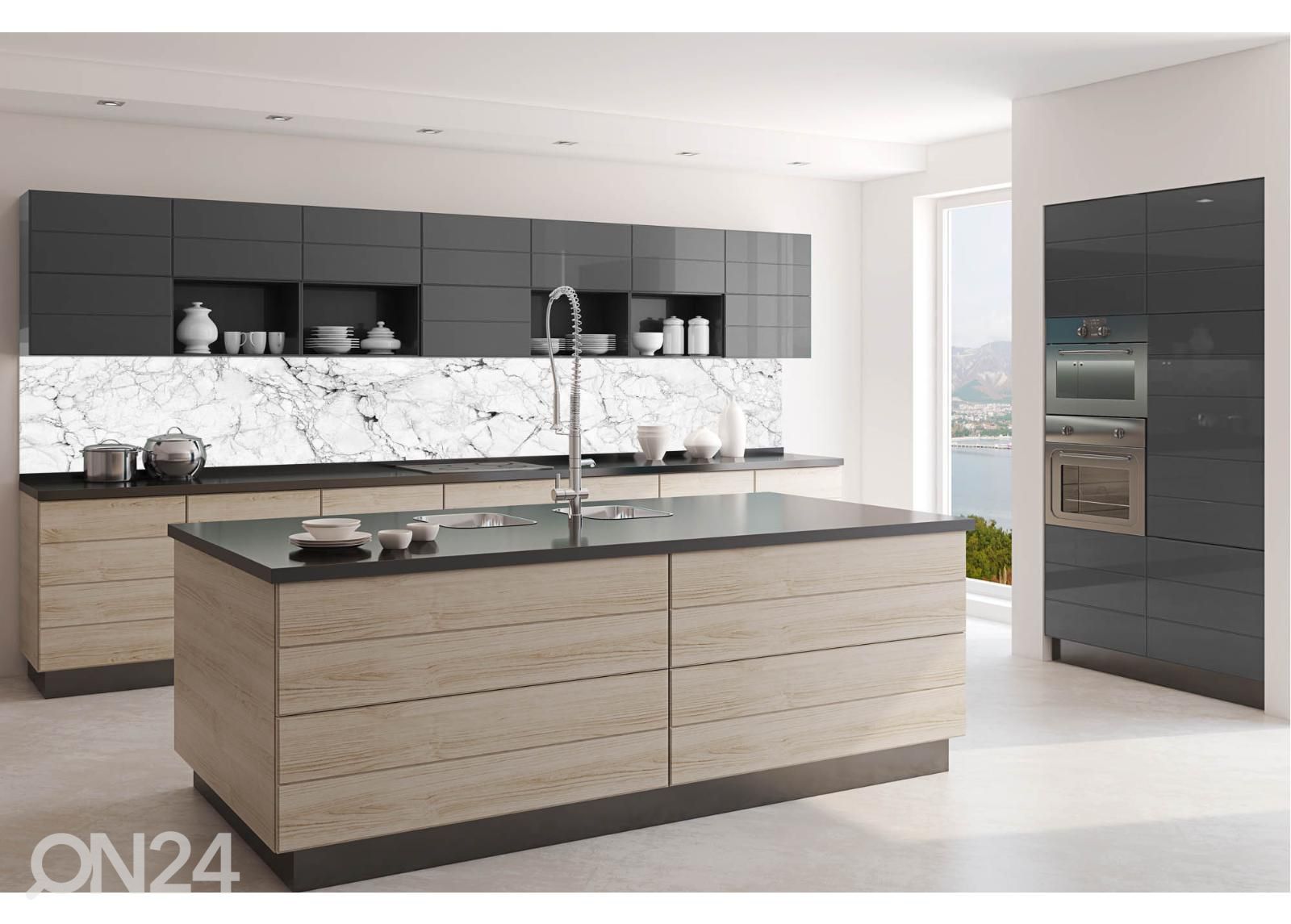 Köögi tagasein White marble stone texture 180x60 cm suurendatud
