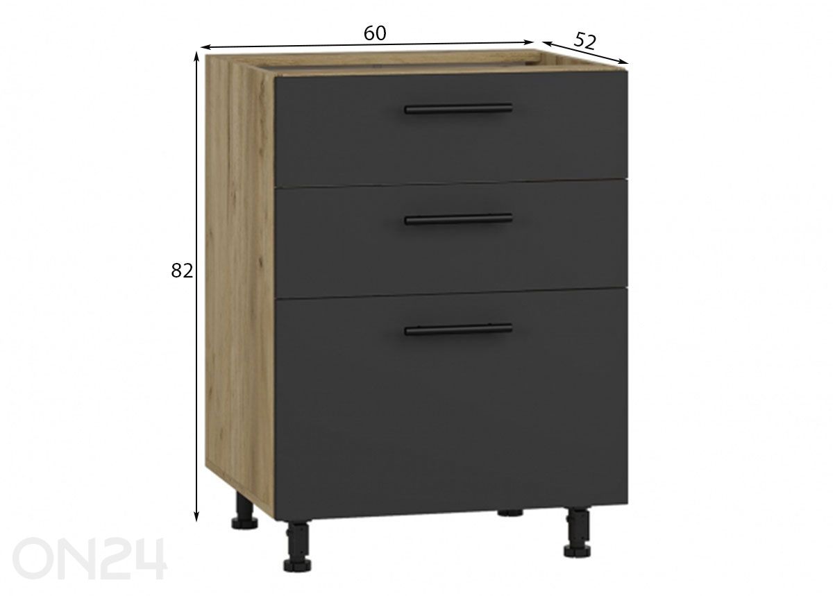 Köögikapp (alumine) 60 cm suurendatud mõõdud