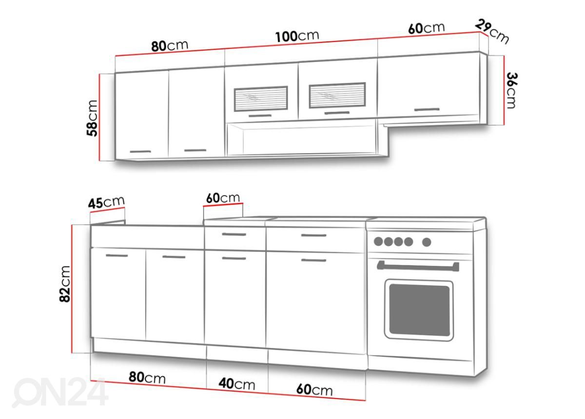 Köök 240 cm suurendatud mõõdud
