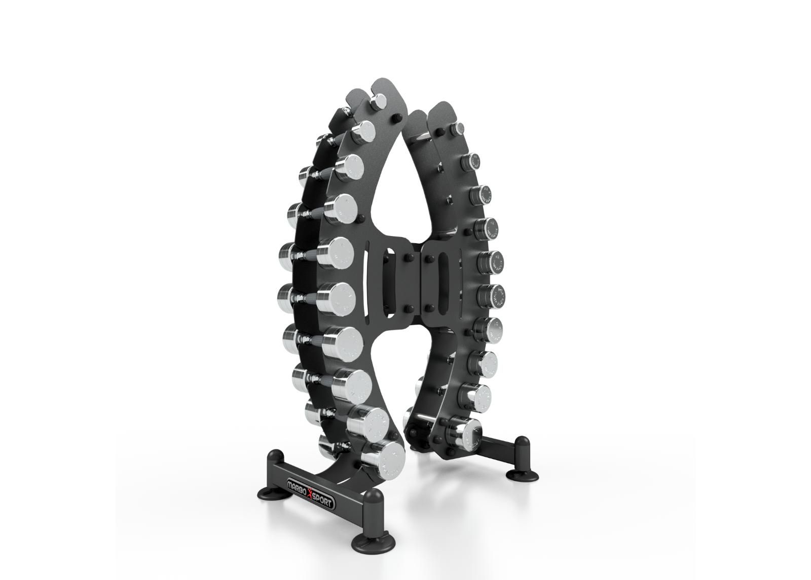 Kroomitud hantlid koos alusega 1-10 kg Marbo Sport suurendatud