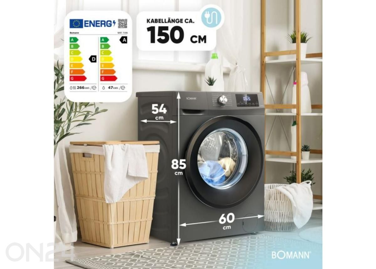 Kuivatiga pesumasin Bomann WAT7186T suurendatud mõõdud