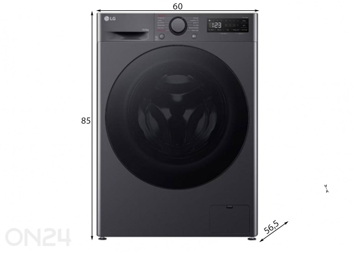 Kuivatiga pesumasin LG F4DR510S2M suurendatud mõõdud