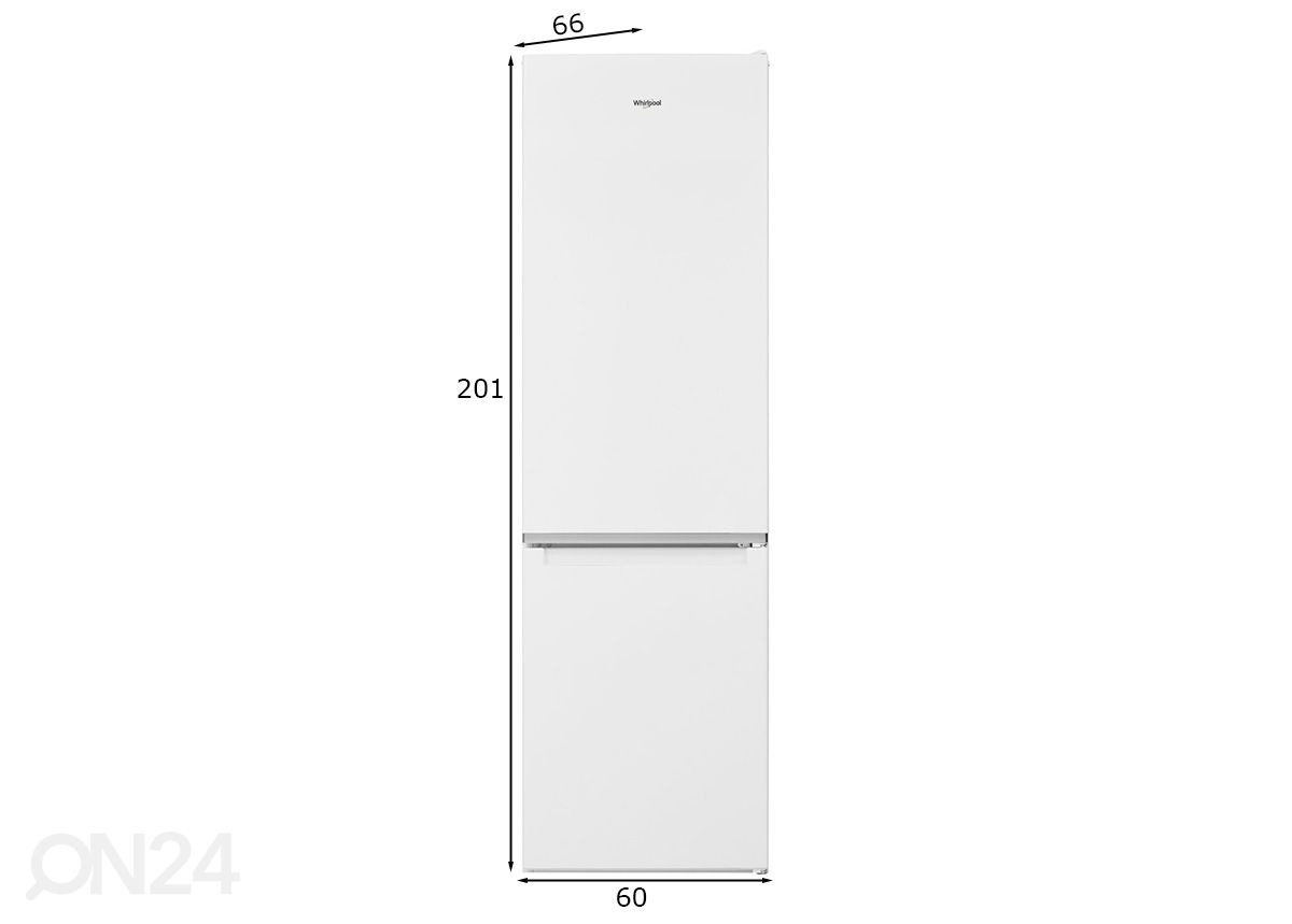 Külmik Whirlpool W5921EW suurendatud mõõdud