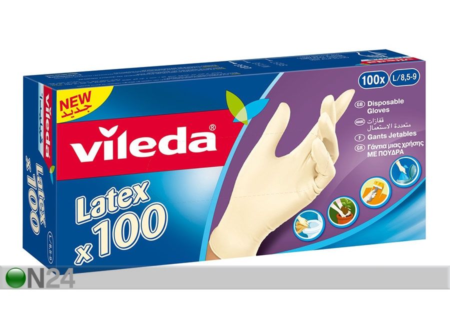 Kummikindad Vileda Multi Latex 100 tk S suurendatud