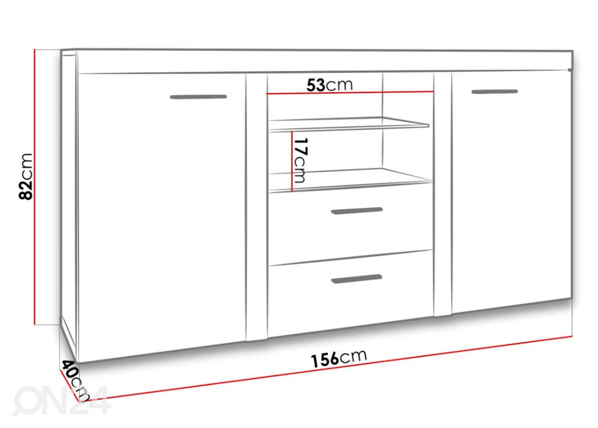 Kummut 157 cm suurendatud mõõdud