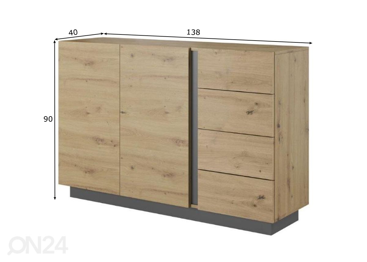 Kummut Arco 138 cm suurendatud mõõdud