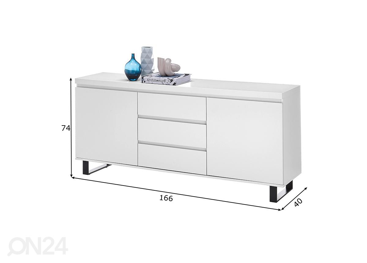 Kummut Austin 166 cm suurendatud mõõdud