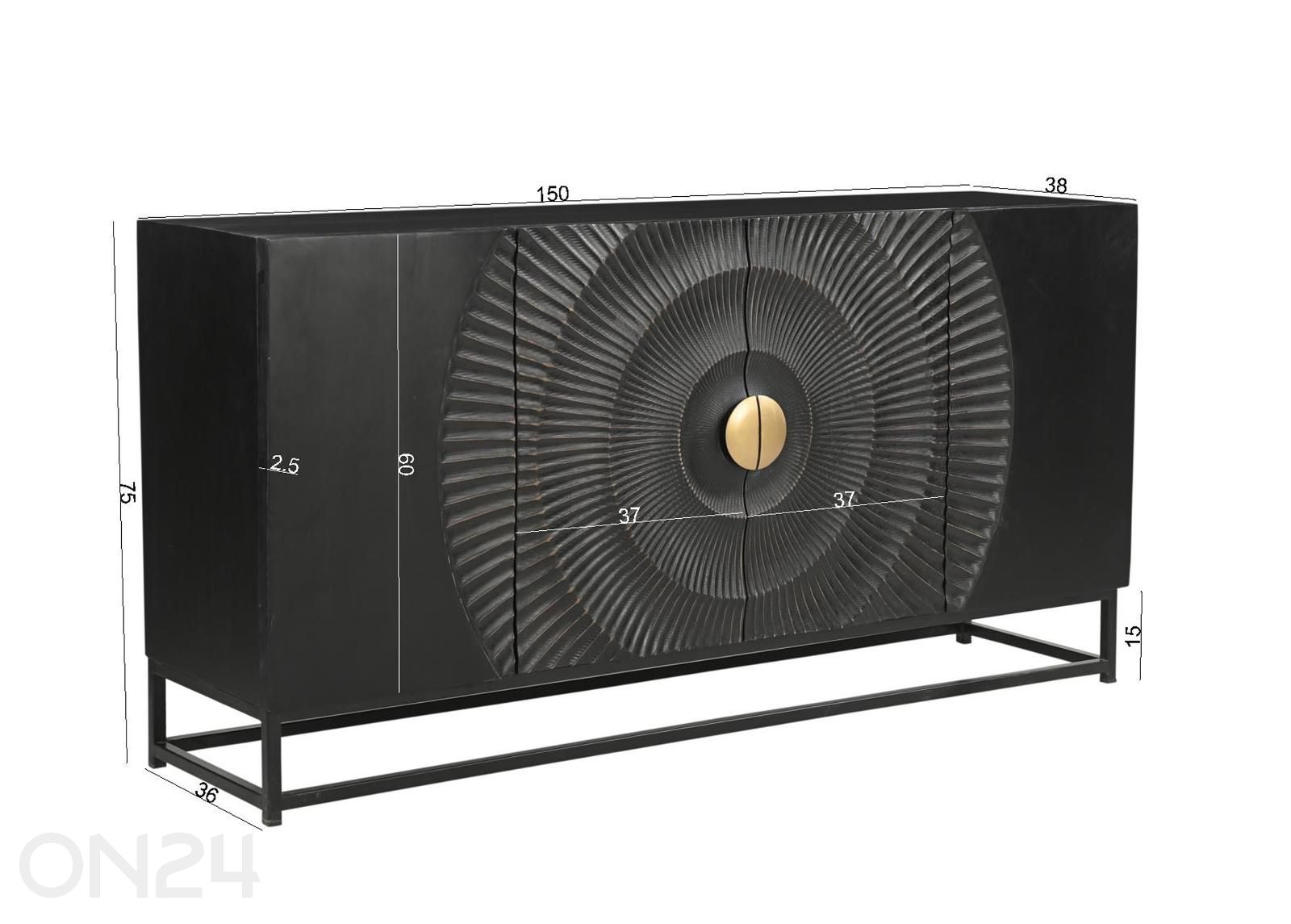 Kummut Black Smooth 150 cm suurendatud mõõdud