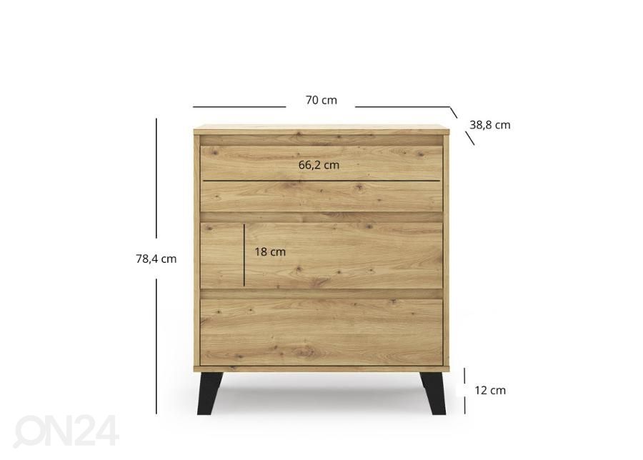 Kummut Borg 70 cm suurendatud mõõdud