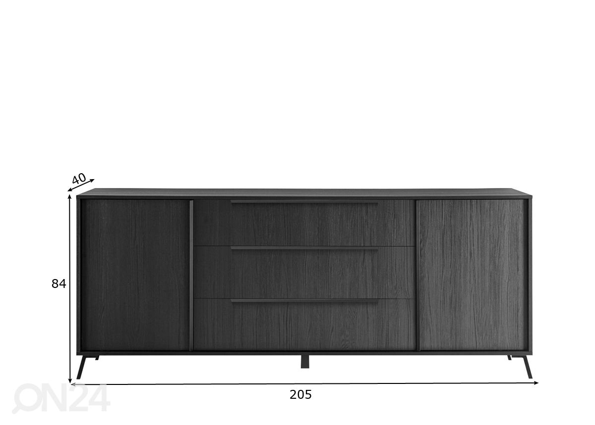 Kummut City 205 cm, must suurendatud mõõdud
