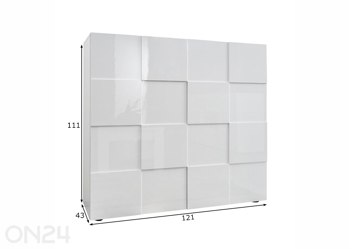 Kummut Dama 121 cm suurendatud mõõdud