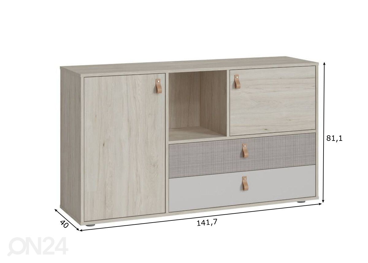 Kummut Denim 141,7 cm suurendatud mõõdud