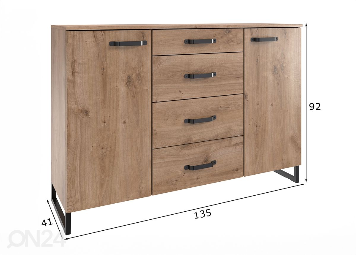 Kummut Detroit 135 CM suurendatud mõõdud