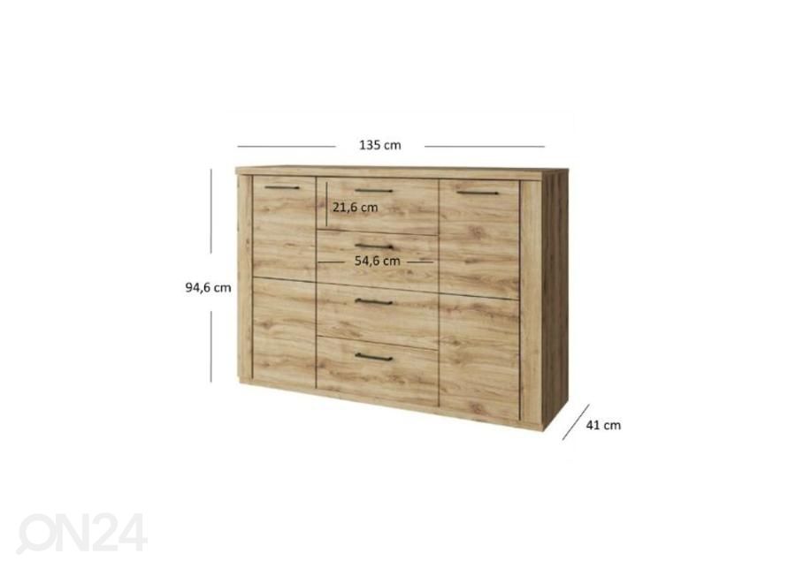 Kummut Doorset 135 cm suurendatud mõõdud