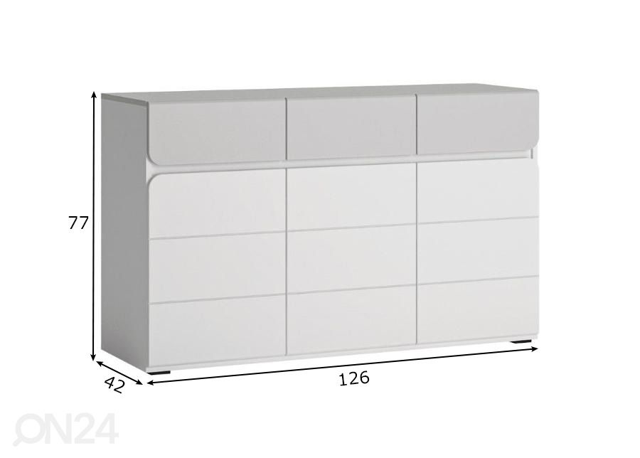 Kummut Flexi 126 cm suurendatud mõõdud