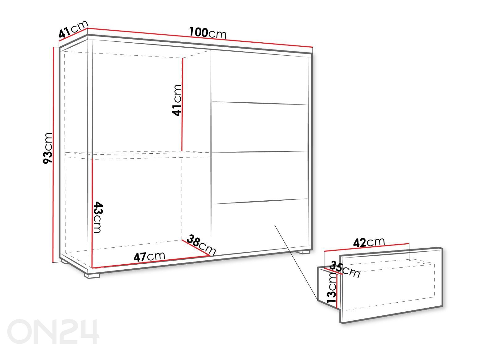 Kummut Gesita 100 cm suurendatud mõõdud