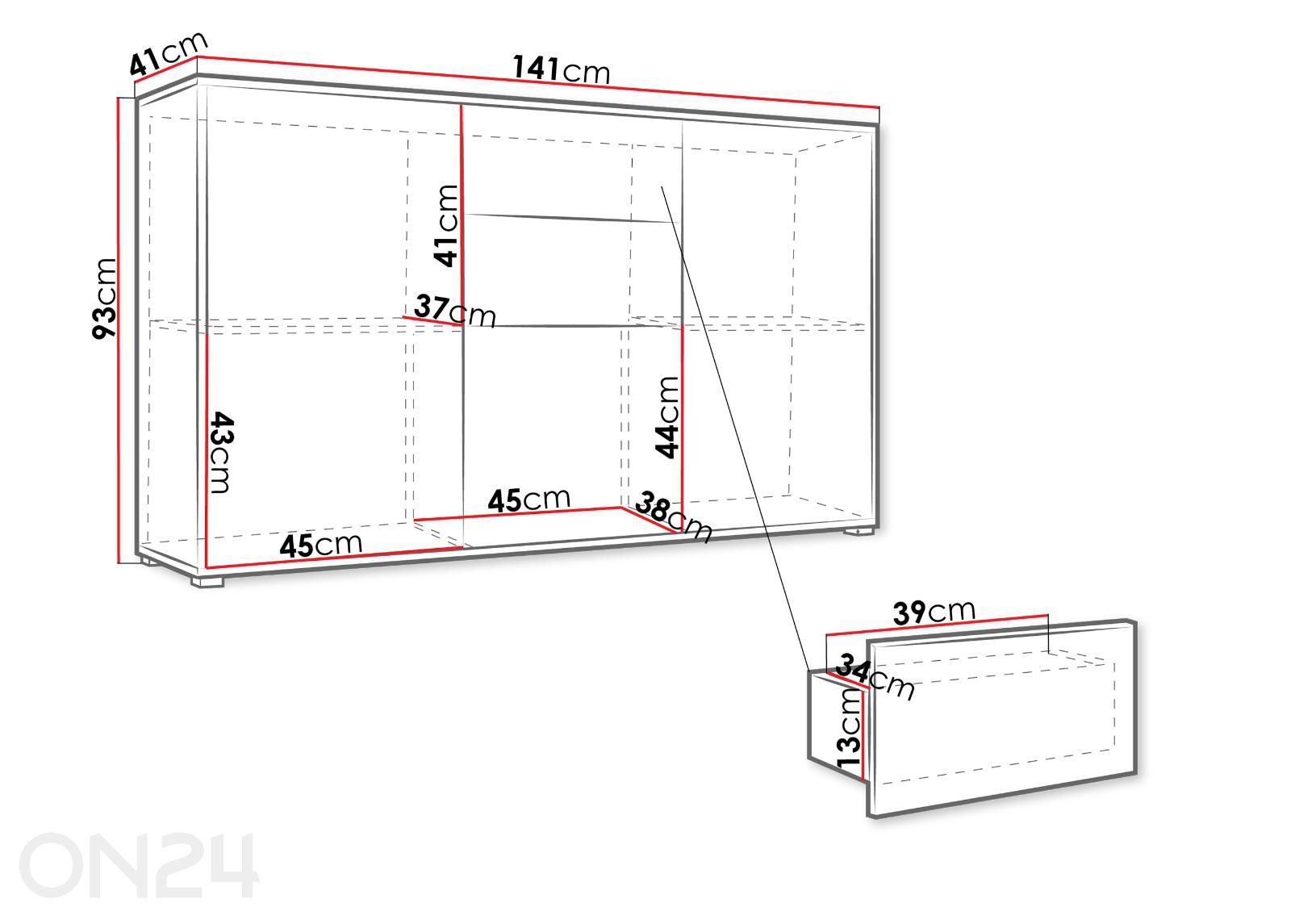 Kummut Gesita 141 cm suurendatud mõõdud