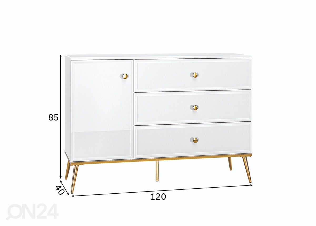 Kummut Gloss 120 cm suurendatud mõõdud