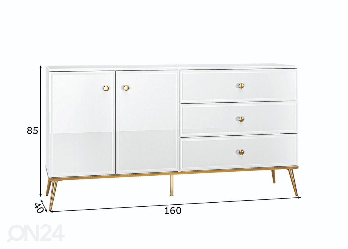 Kummut Gloss 160 cm suurendatud mõõdud