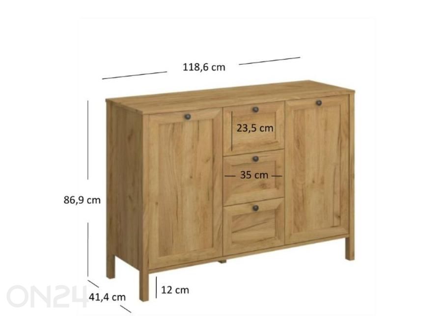 Kummut Klark 118,6 cm suurendatud mõõdud