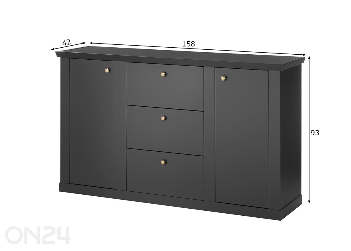 Kummut Lincoln 158 cm suurendatud mõõdud