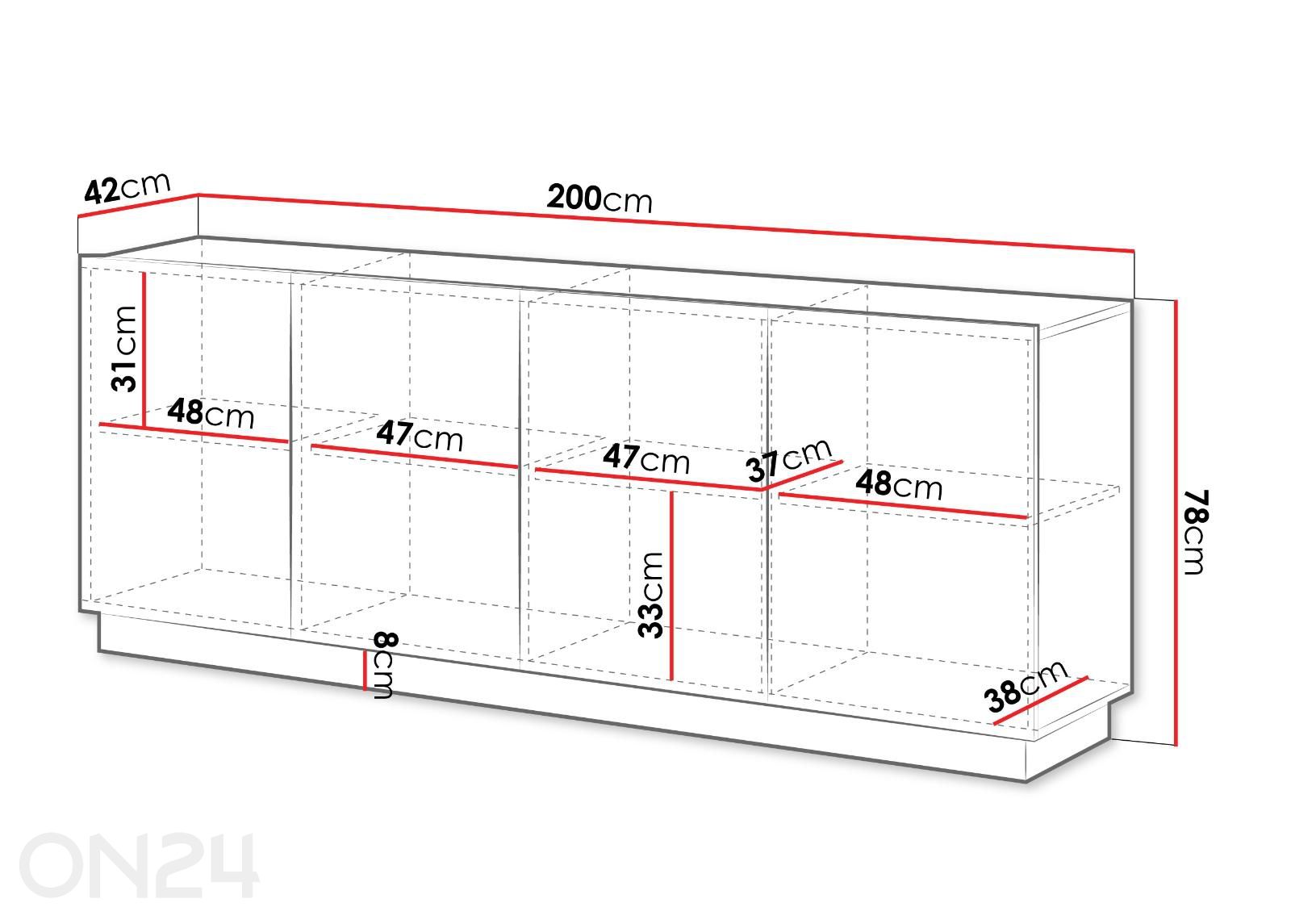 Kummut Liverti 200 cm suurendatud mõõdud