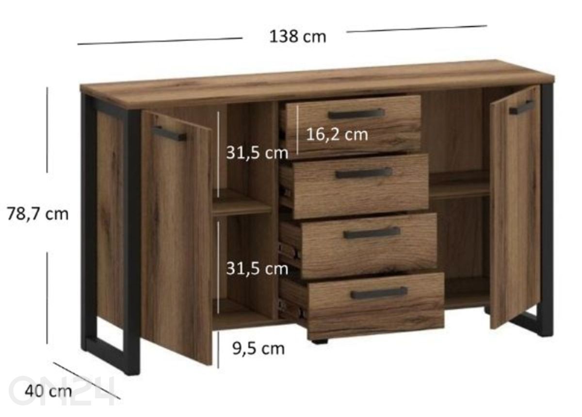 Kummut Mares 138 cm suurendatud mõõdud