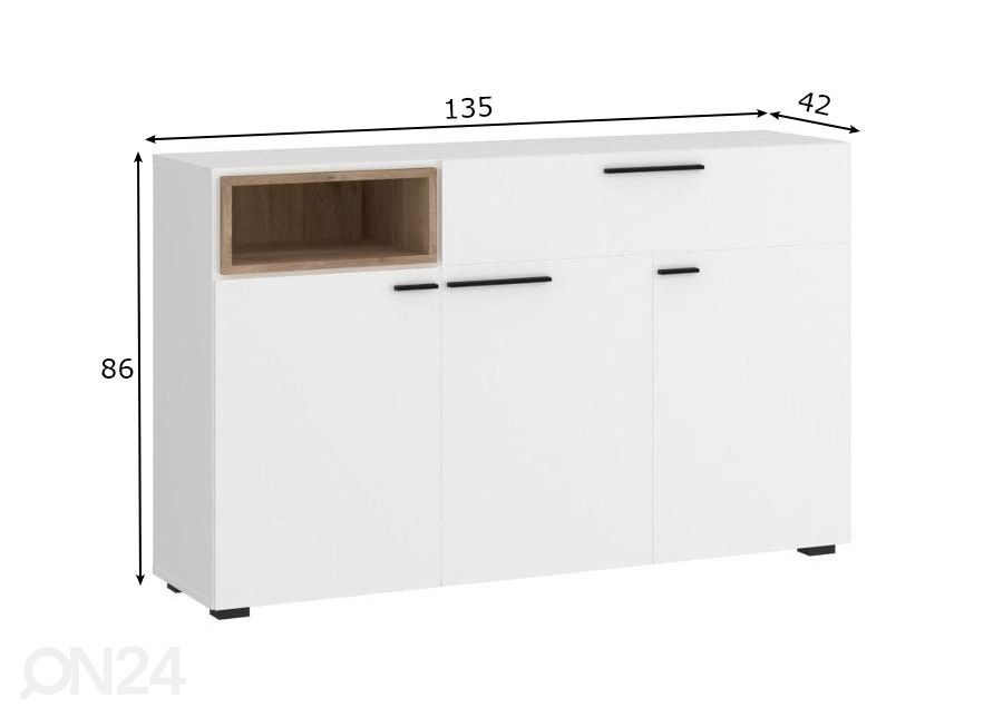 Kummut Marlow 135 cm suurendatud mõõdud